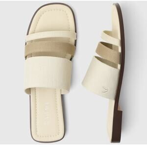 Vivaia Doris Square Toe Slide Sandal Old Money Knit Comfort Soft Tan 8